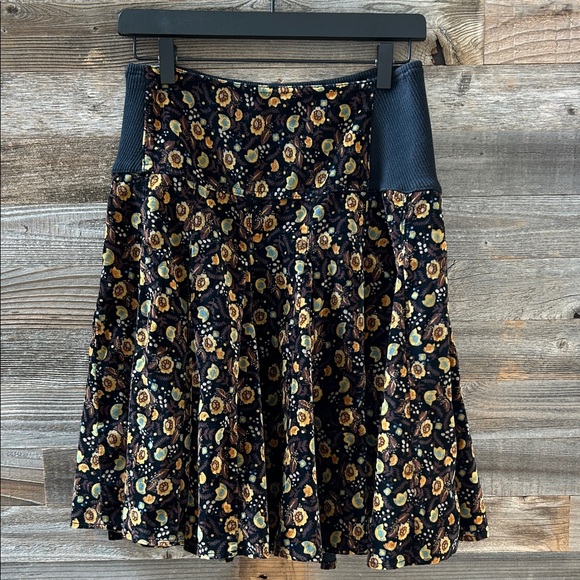 Free People Velvet Floral Elastic Waist Skirt Size 4 - Picture 1 of 6
